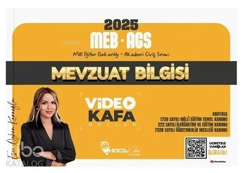 Hoca Kafası 2025 MEB AGS Mevzuat Bilgisi Video Kafa Notlar - Esra Özkan Karaoğlu Hoca Kafası Yayınları