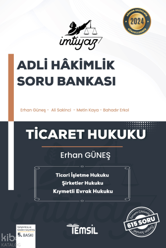 İmtiyaz Adli Hakimlik Soru Bankası Ticaret Hukuku