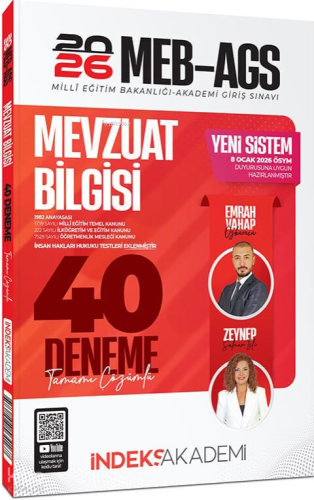 İndeks Akademi 2026 MEB-AGS Mevzuat Bilgisi 40 Deneme Çözümlü | Emrah 