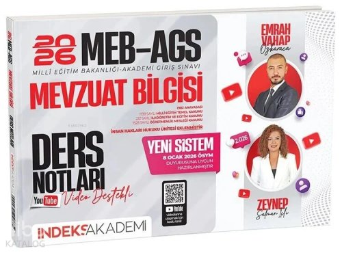 İndeks Akademi 2026 MEB-AGS Mevzuat Bilgisi Video Ders Notları | Zeyne