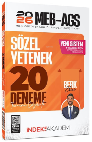 İndeks Akademi 2026 MEB-AGS Sözel Yetenek 20 Deneme Çözümlü | Berk Eki