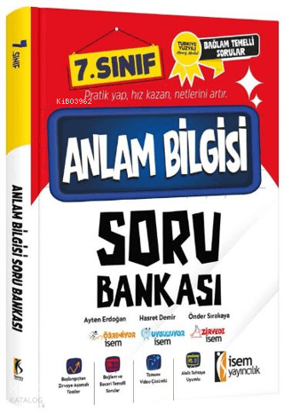İsem 7. Fiber Sınıf Anlam Bilgisi Soru Bankası | Ayten Erdoğan | İsem 