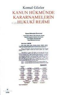 Kanun Hükmünde Kararnamelerin Hukuki Rejimi | Kemal Gözler | Ekin Kita