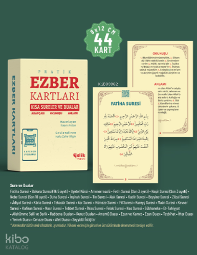 Kısa Sureler ve Dualar;Ezber Kartları | İkram Arslan | Çelik Yayınevi