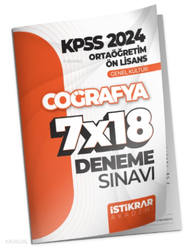 KPSS 2024 Ortaöğretim-Ön Lisans Genel Kültür Coğrafya 7x18 Deneme Sına