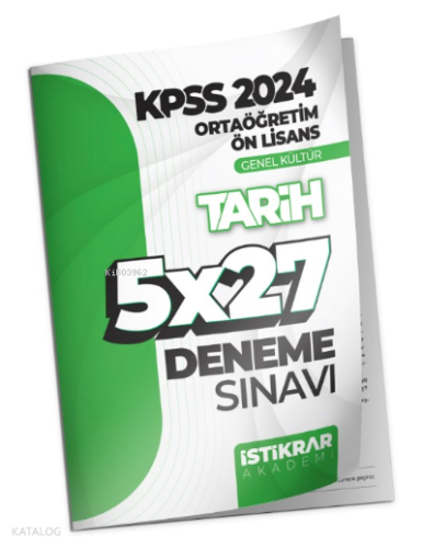 KPSS 2024 Ortaöğretim-Ön Lisans Genel Kültür Tarih 5x27 Deneme Sınav |
