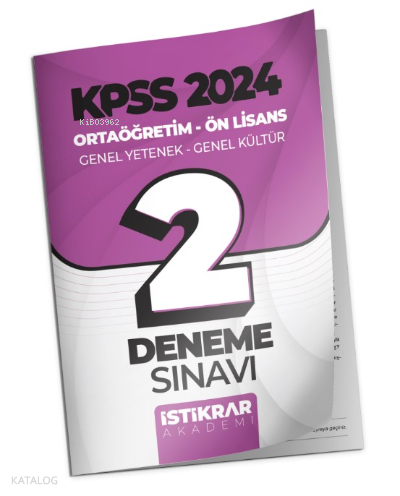 KPSS 2024 Ortaöğretim-Ön Lisans Genel Yetenek - Genel Kültür 2 Deneme 