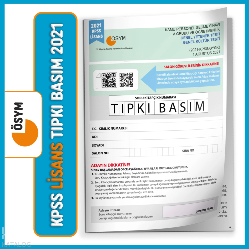 KPSS Lisans 2021 ÖSYM Çıkmış Soru Tıpkı Basım Türkiye Geneli Dijital Ç