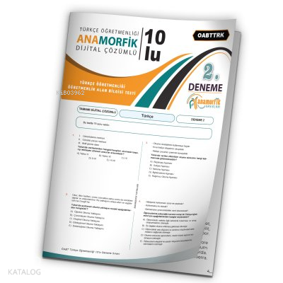 KPSS ÖABT Anamorfik Yayın Türkçe Öğretmenliği Türkiye Geneli D.Çözümlü Deneme 10/2.Kitapçık