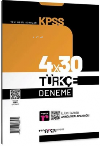 KPSS Türkçe 4x30 Deneme Tamamı Video Çözümlü Marka Yayınları