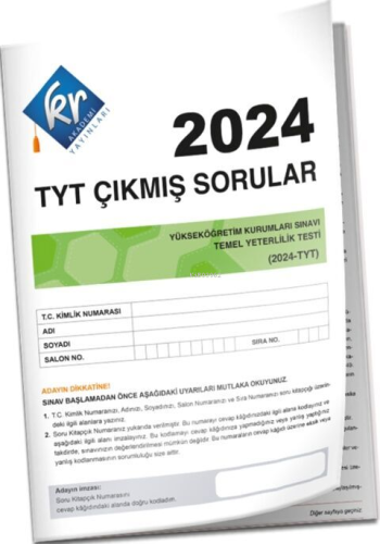 KR Akademi Yayınları 2024 TYT Çıkmış Sorular Tıpkı Basım Kitapçığı | K