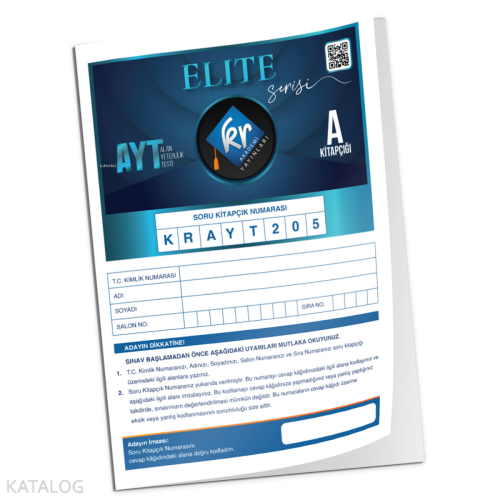 KR Akademi Yayınları AYT - 1 ( Elite Serisi ) Deneme Sınavı
