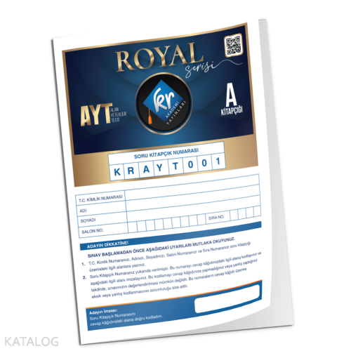 KR Akademi Yayınları AYT - 2 (Royal Serisi) Deneme Sınavı | Kolektif |