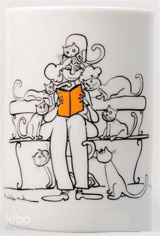 Kupa (Porselen) - Kedili Kadın