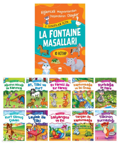 La Fontaine Masalları (10 Kitap Takım - Büyük Boy) | Jean De La Fontai