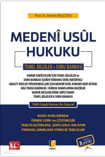 Medeni Usul Hukuku Temel Bilgiler & Soru Bankası | Ahmet Başözen | Ada