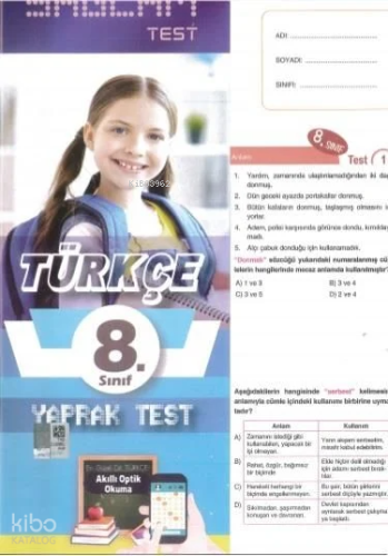 Molekül 8. Sınıf Türkçe Yaprak Test