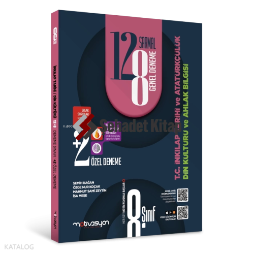 Motivasyon Yayınevi 8.Sınıf 22'li T.C. İnkılap Tarihi ve Atatürkçülük ve  Din Kültürü ve Ahlak Bilgisi Denemeleri(12 Sarmal-8 Genel+2 Özel Deneme)