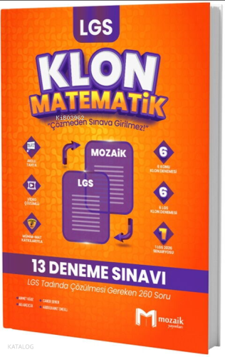 Mozaik Yayınları 8. Sınıf LGS Matematik Klon 13 Deneme | Caner Şener |