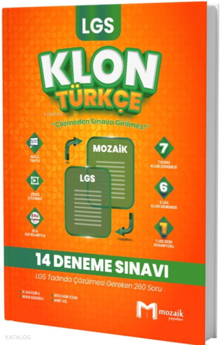 Mozaik Yayınları 8. Sınıf LGS Türkçe Klon 14 Deneme | Harun Gündoğdu |