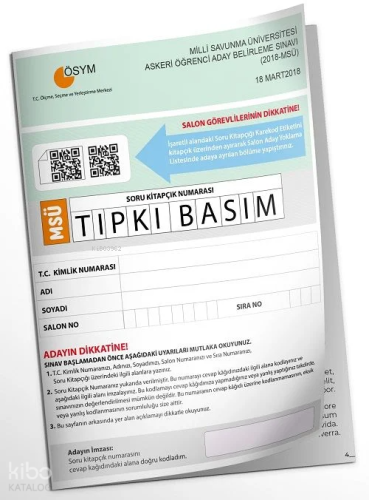MSÜ 2018 ÖSYM Tıpkı Basım Türkiye Geneli Dijital Çözümlü Çıkmış Soru Kitapçığı