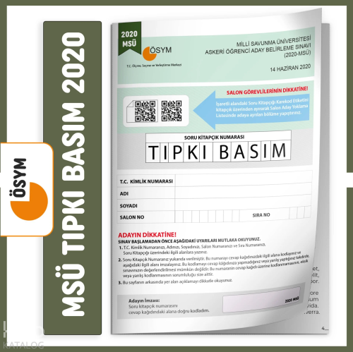MSÜ 2020 ÖSYM Tıpkı Basım Türkiye Geneli Dijital Çözümlü Çıkmış Soru Kitapçığı
