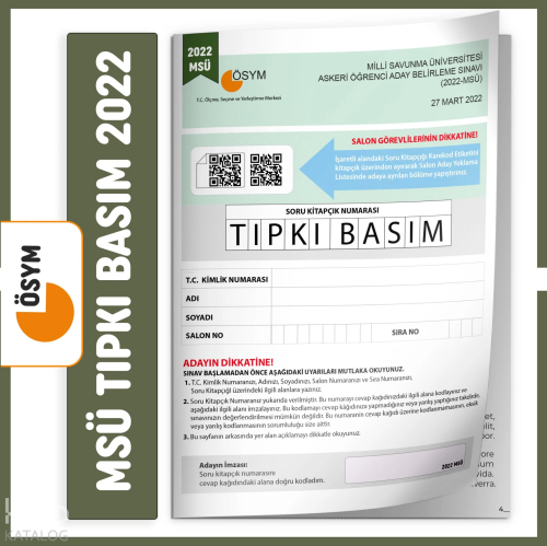 MSÜ 2022 ÖSYM Tıpkı Basım Türkiye Geneli Dijital Çözümlü Çıkmış Soru Kitapçığı