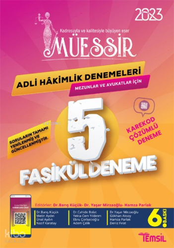 Müessir  Adli Hakimlik  Cevaplı Denemeleri- 2023 5 Fasikül Deneme Karekod Çözümlü Deneme