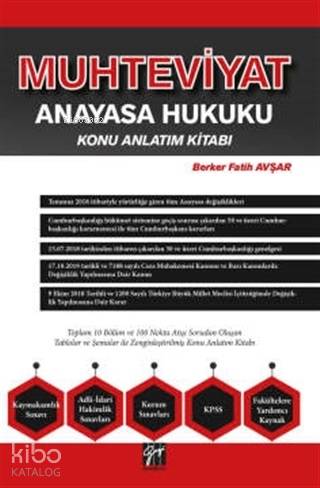 Muhteviyat Anayasa Hukuku Konu Anlatım Kitabı