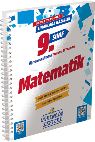 Murat Yayınları 9.Sınıf Matematik Öğrencim Defteri
