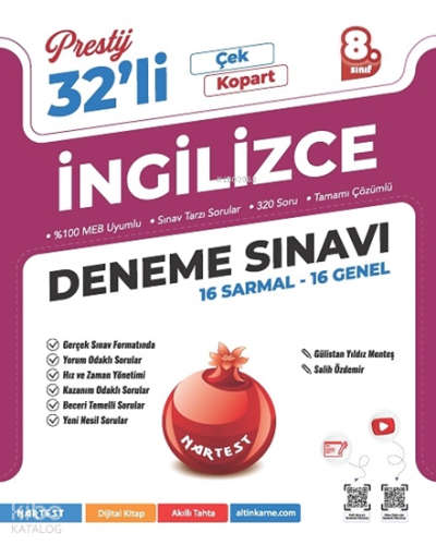 Nartest 8. Sınıf Prestij İngilizce 32'li Deneme Sınavı | Kolektif | Na