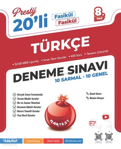 Nartest 8. Sınıf Prestij Türkçe 20 Deneme Sınavı | Kolektif | Nartest 
