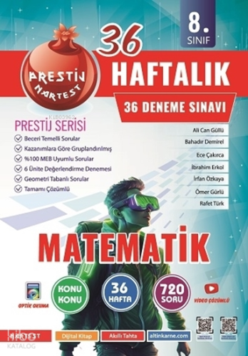 Nartest Yayınevi 8. Sınıf Haftalık Matematik Denemeleri | Alican Güllü