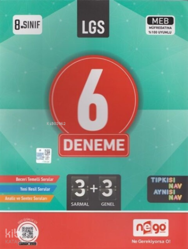 Nego Yayınları 8. Sınıf LGS 6 Deneme | Kolektif | Nego Yayınları