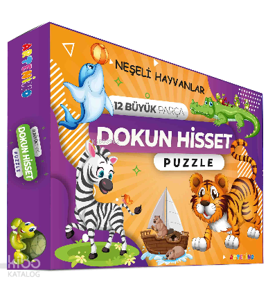 Neşeli Hayvanları 12 Büyük Parça Dokun Hisset Puzzle