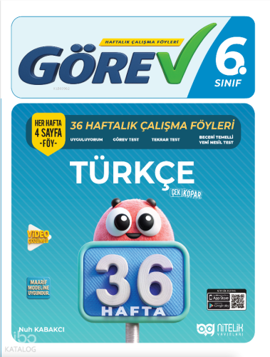 Nitelik Yayınları 6.Sınıf Görev 6 Türkçe (36 Hafta)