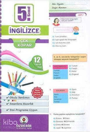 Özdebir 5.Sınıf Poşet Yaprak Test İngilizce