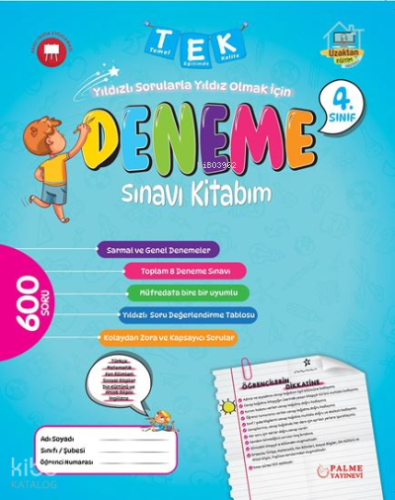 Palme 4.Sınıf Tek Deneme Sınavı Kitabım
