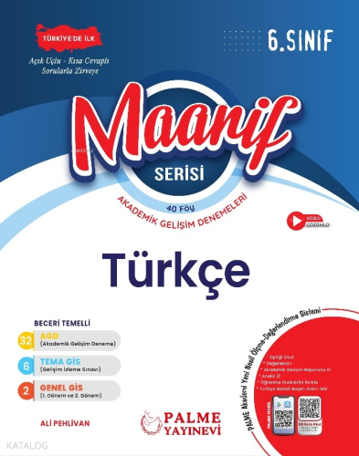 Palme 6. Sınıf Maarif Serisi Türkçe Haftalık Deneme (40 Föy)