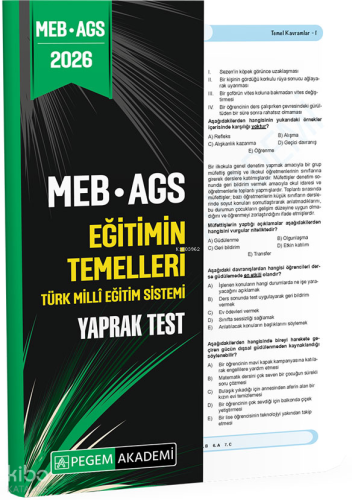 Pegem Akademi 2026 MEB AGS Eğitimin Temelleri Türk Milli Eğitim Sistem