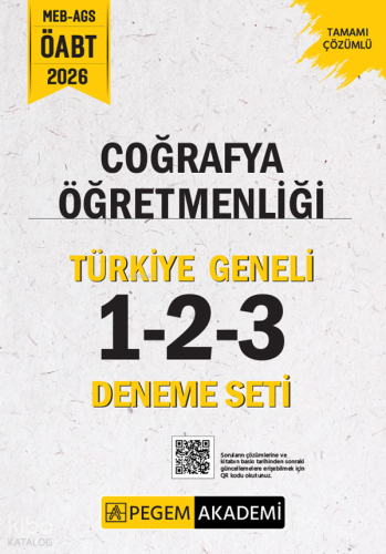 Pegem Akademi 2026 MEB AGS ÖABT Coğrafya Öğretmenliği Tamamı Çözümlü Türkiye Geneli 1-2-3 Deneme Seti