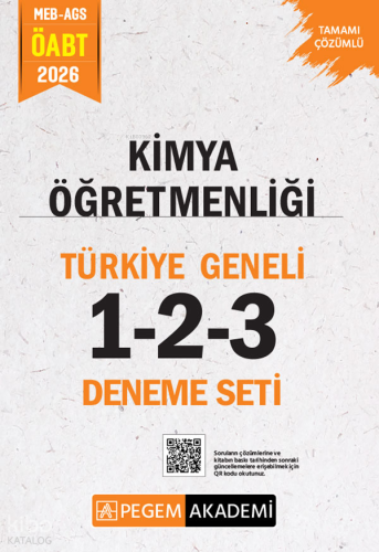 Pegem Akademi 2026 MEB AGS ÖABT Kimya Öğretmenliği Tamamı Çözümlü Türkiye Geneli 1-2-3  Deneme Seti