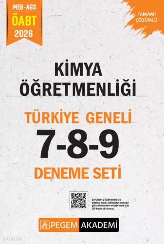 Pegem Akademi 2026 MEB AGS ÖABT Kimya Öğretmenliği Tamamı Çözümlü Türk