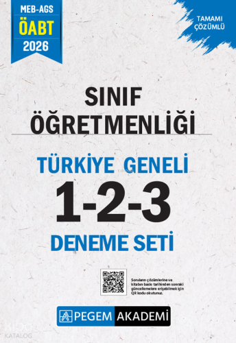 Pegem Akademi 2026 MEB AGS ÖABT Sınıf Öğretmenliği Tamamı Çözümlü Türkiye Geneli 1-2-3 Deneme Seti