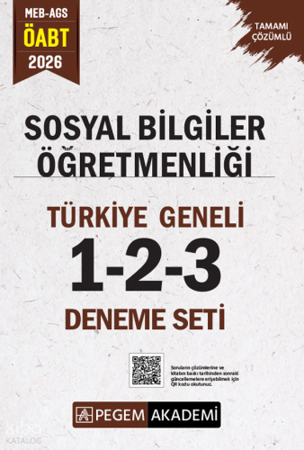 Pegem Akademi 2026 MEB AGS ÖABT Sosyal Bilgiler Öğretmenliği Tamamı Çözümlü Türkiye Geneli 1-2-3  Deneme Seti