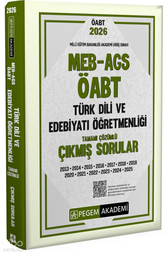 Pegem Akademi 2026 MEB AGS ÖABT Türk Dili ve Edebiyatı Öğretmenliği Tamamı Çözümlü Çıkmış Sorular