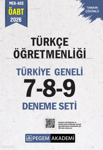 Pegem Akademi 2026 MEB AGS ÖABT Türkçe Öğretmenliği Tamamı Çözümlü Tür