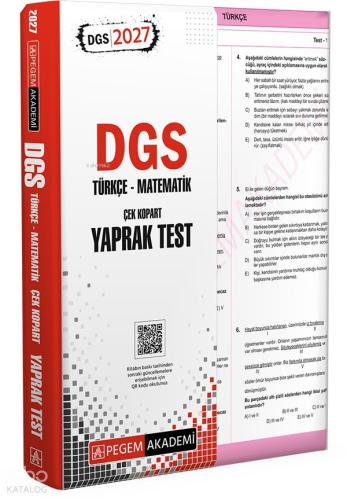 Pegem Akademi DGS Türkçe-Matematik Çek Kopart Yaprak Test | Kolektif |