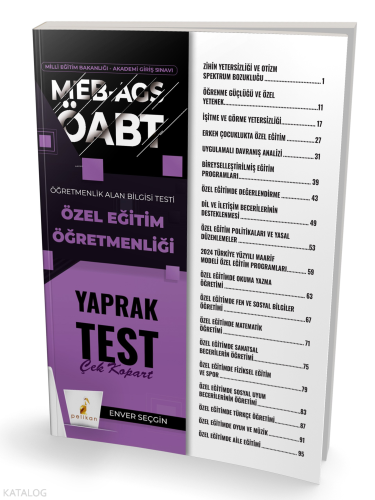 Pelikan Yayınevi MEB-AGS ÖABT Özel Eğitim Öğretmenliği Yaprak Test | E