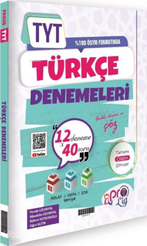 Prolig Yayınları YKS TYT Türkçe 12 Deneme Çözümlü